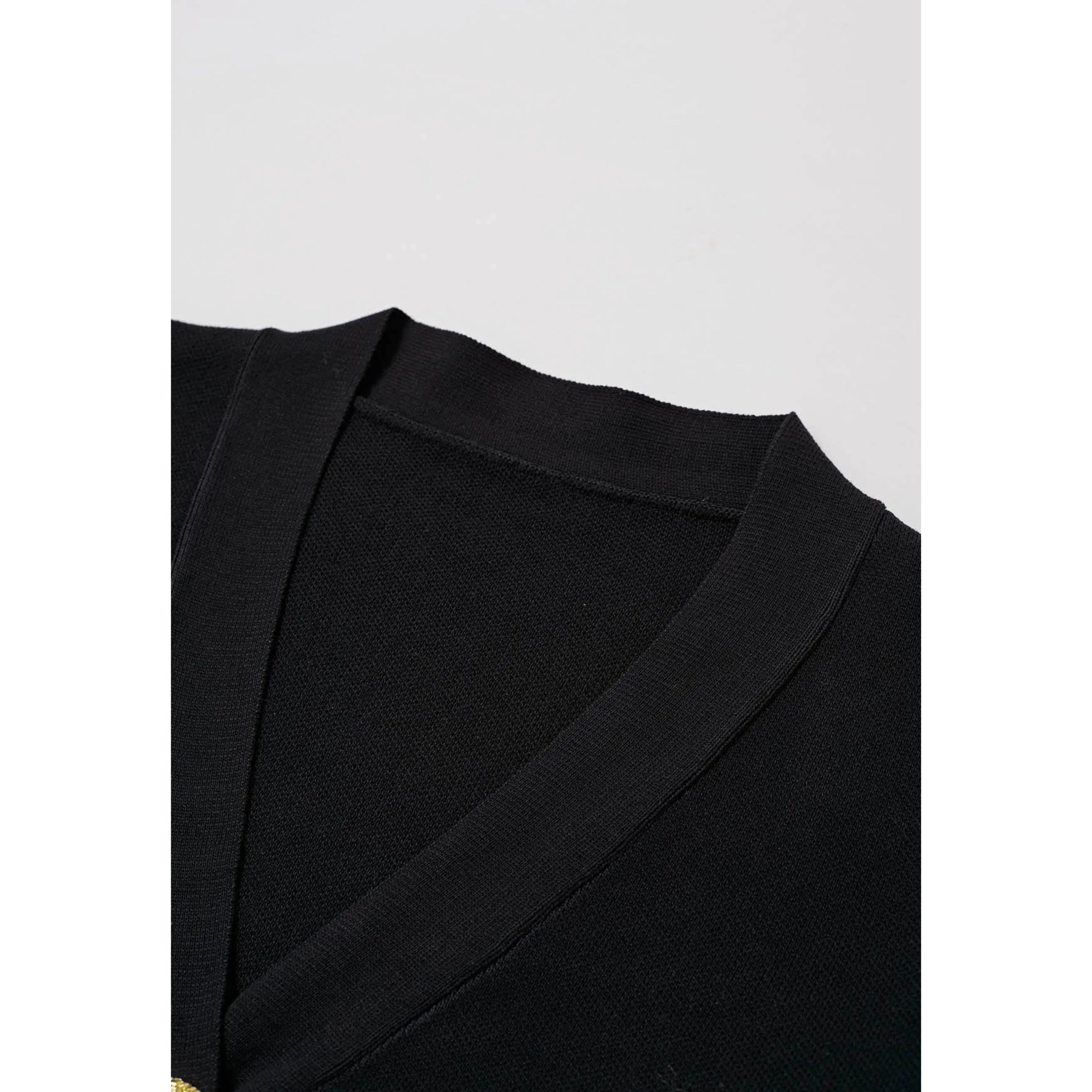 Metal Button Detail Knit Cardigan & Wide Legged Pant set