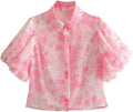 Puff Sleeve Mesh Shirt