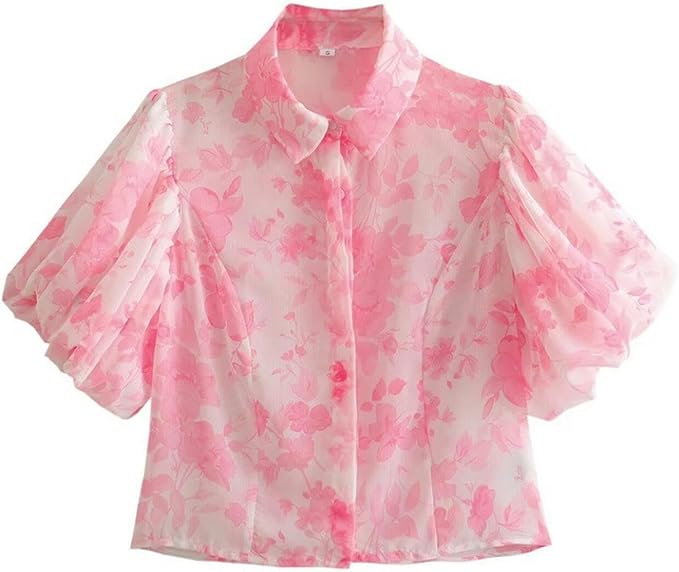 Puff Sleeve Mesh Shirt