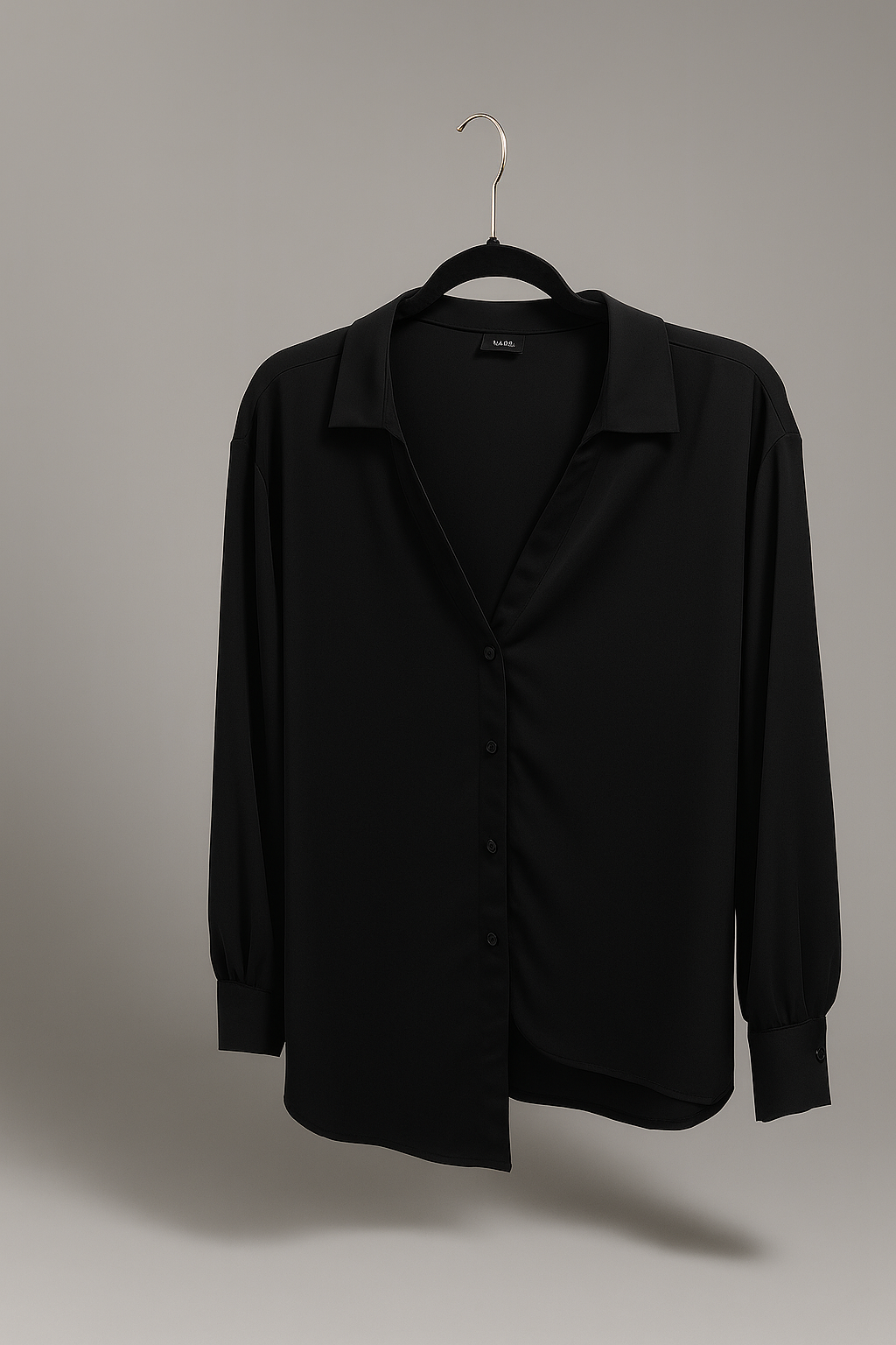 Regular Fit  Asymmetrical Shirt with Spread Collar