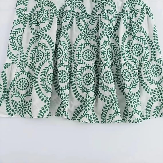 V-Neck Sleeveless Knot Decorated Hollow Embroidered Dress