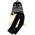 Women striped collared set