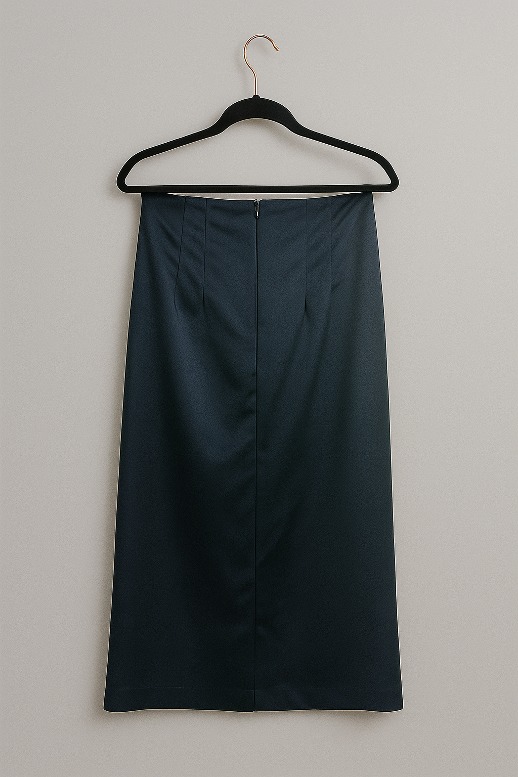 Velvet Front-Slit Midi Skirt