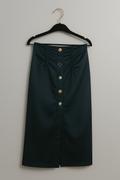 Velvet Front-Slit Midi Skirt