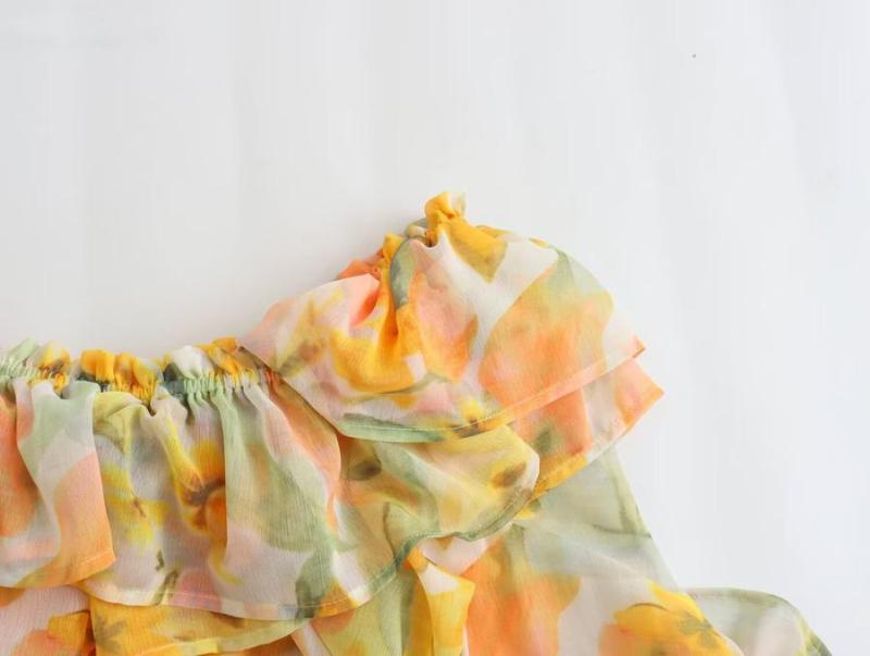 Ruffle Printed Off-shoulder Top