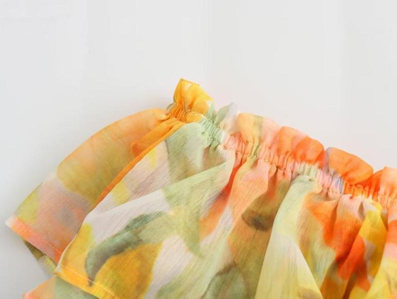 Ruffle Printed Off-shoulder Top