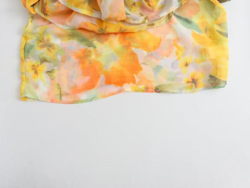 Ruffle Printed Off-shoulder Top