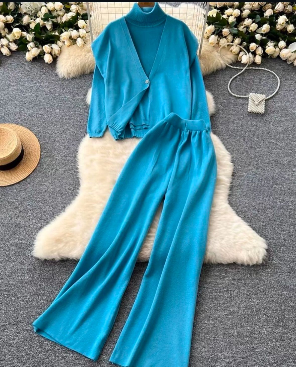 Women modest warm 3 piece set with half jacket