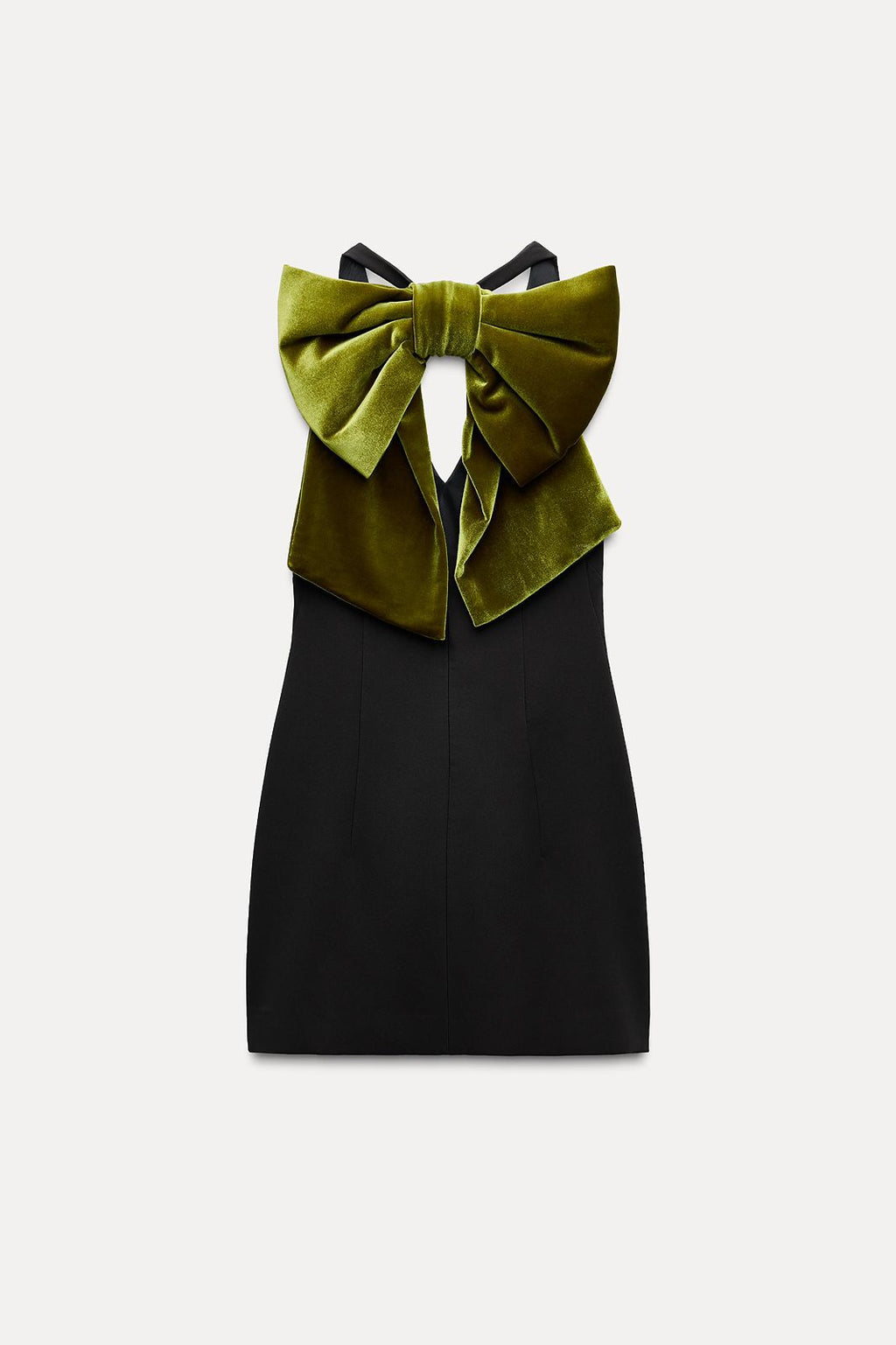 Party Contrast Back Velvet Bow Mini Dress