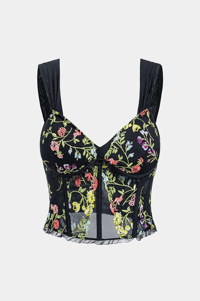Sweetheart Floral Corset Crop Top