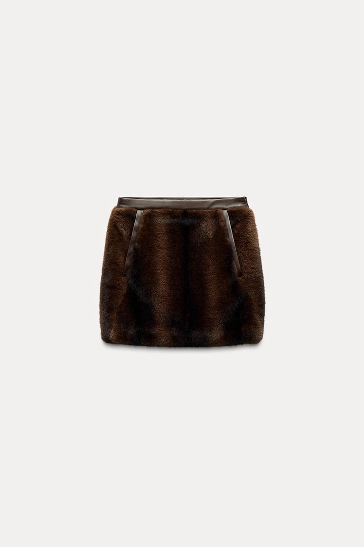 Faux Fur Mini Skirt