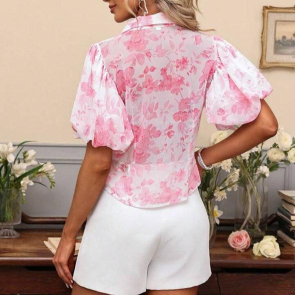 Puff Sleeve Mesh Shirt