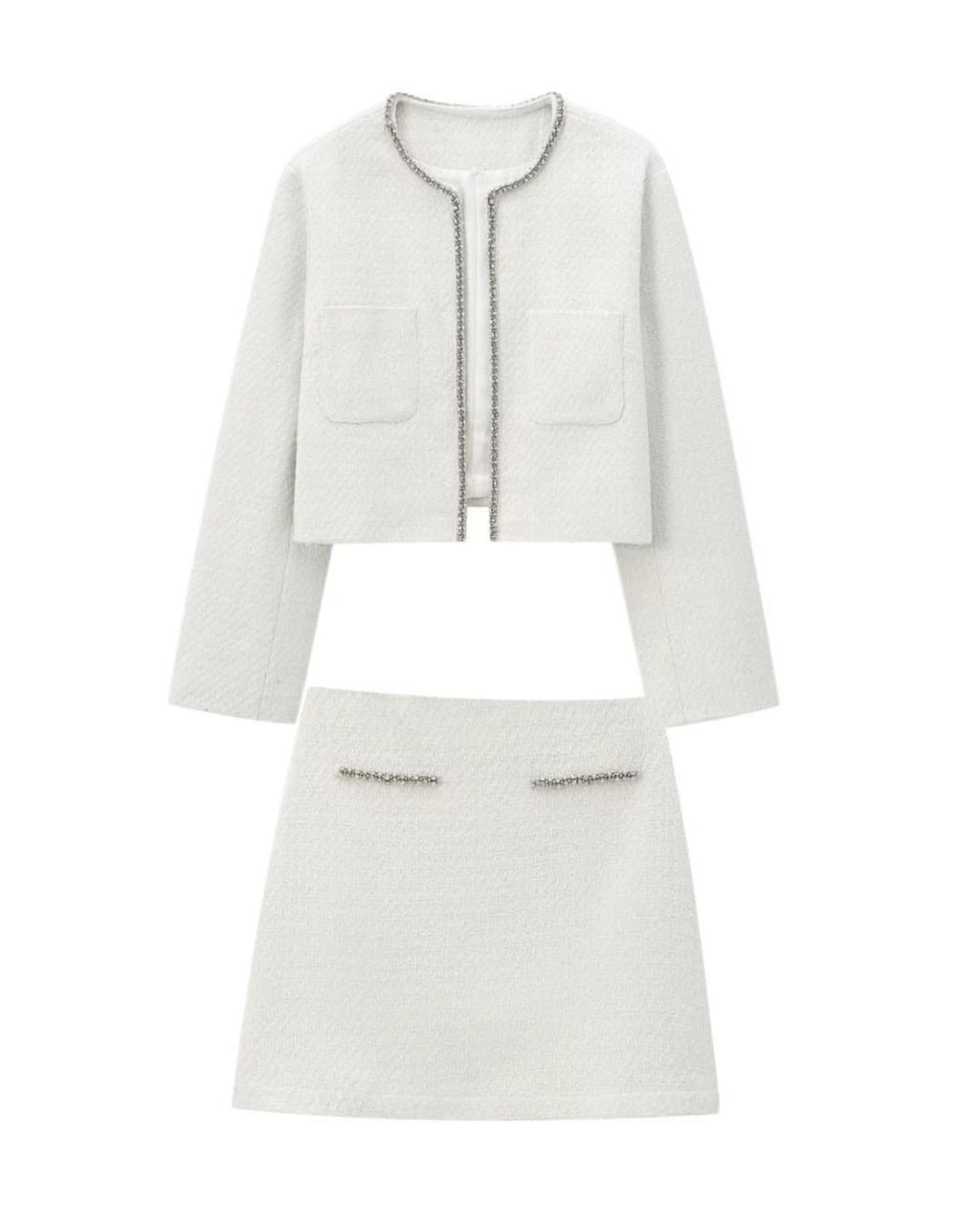 Rhinestone-embellished jacket and Skirt Set (Set of 2)