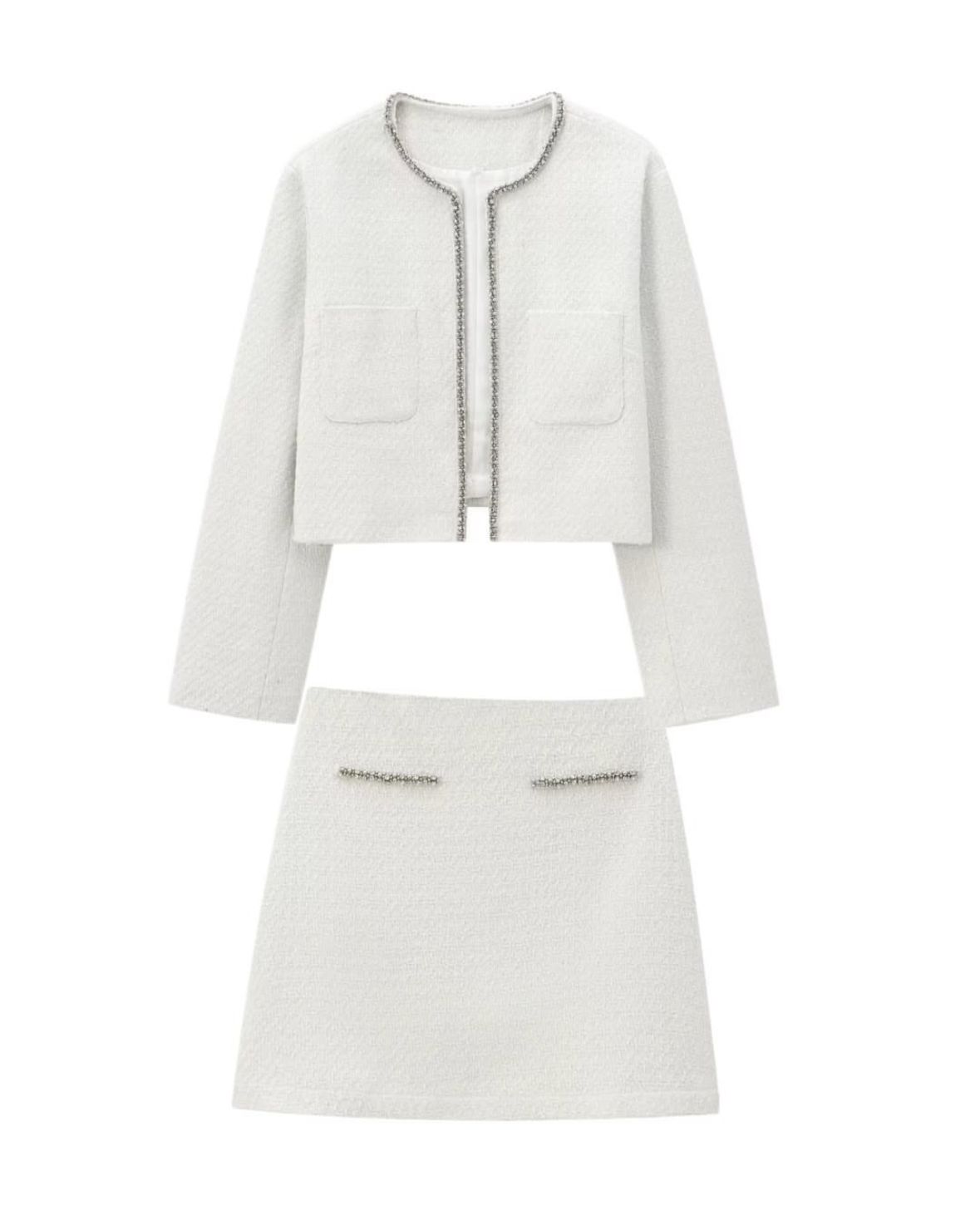 Rhinestone-embellished jacket and Skirt Set (Set of 2)