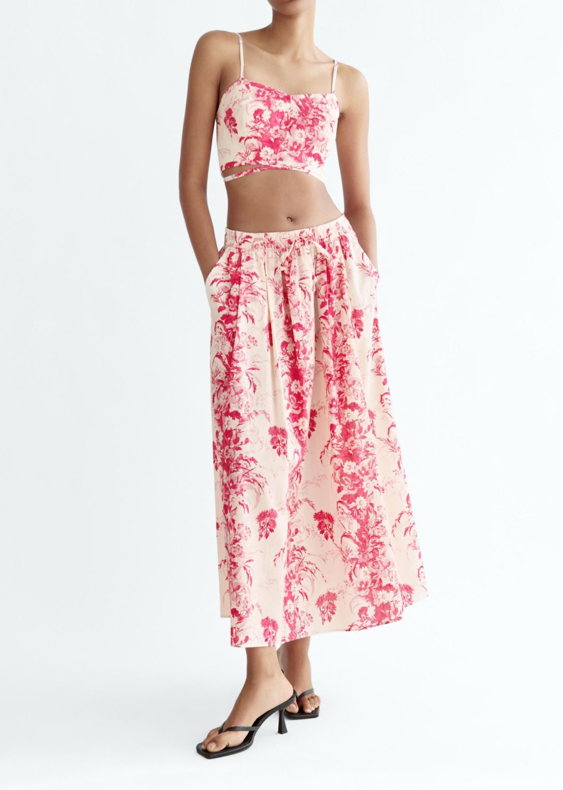 Printed Crop Top & Skirt Set (Set of 2)
