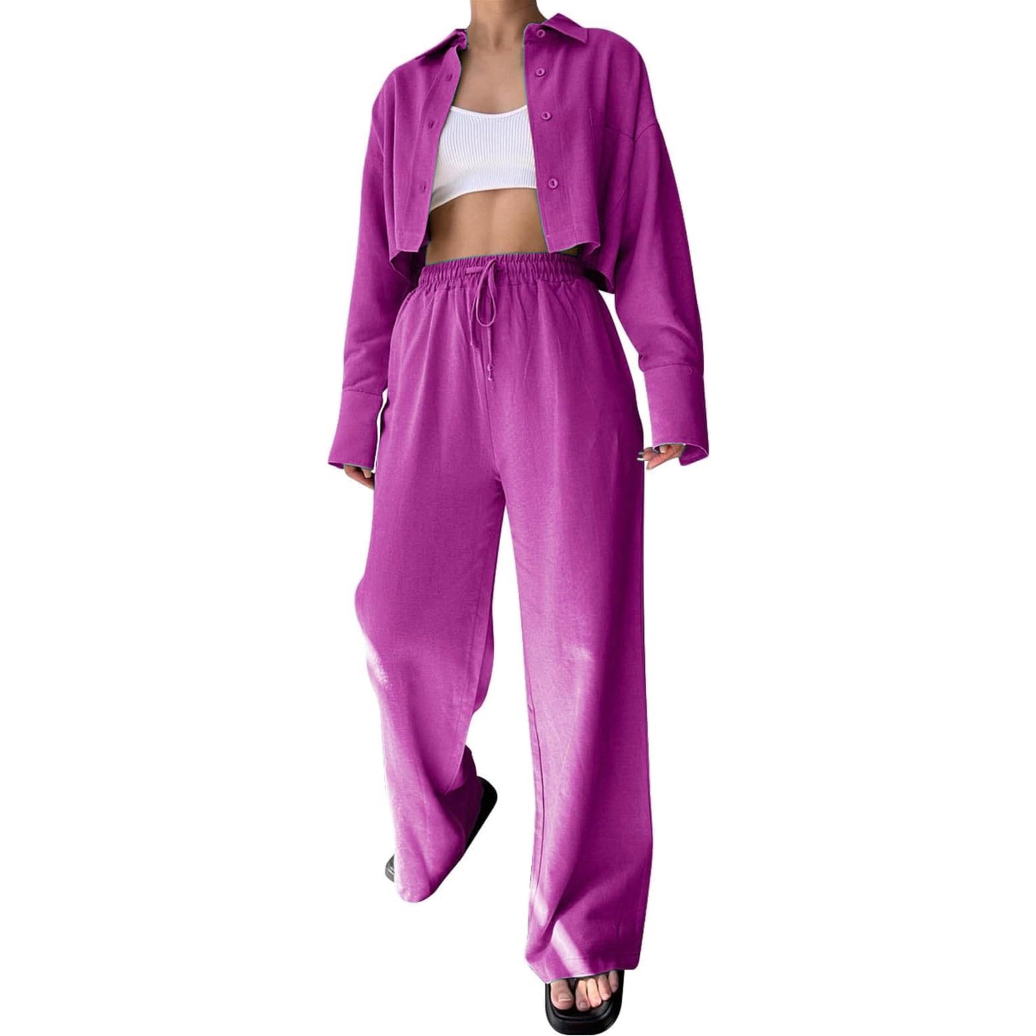 Cropped Casual Shirt Drawstring Trousers Set (Set of 2)