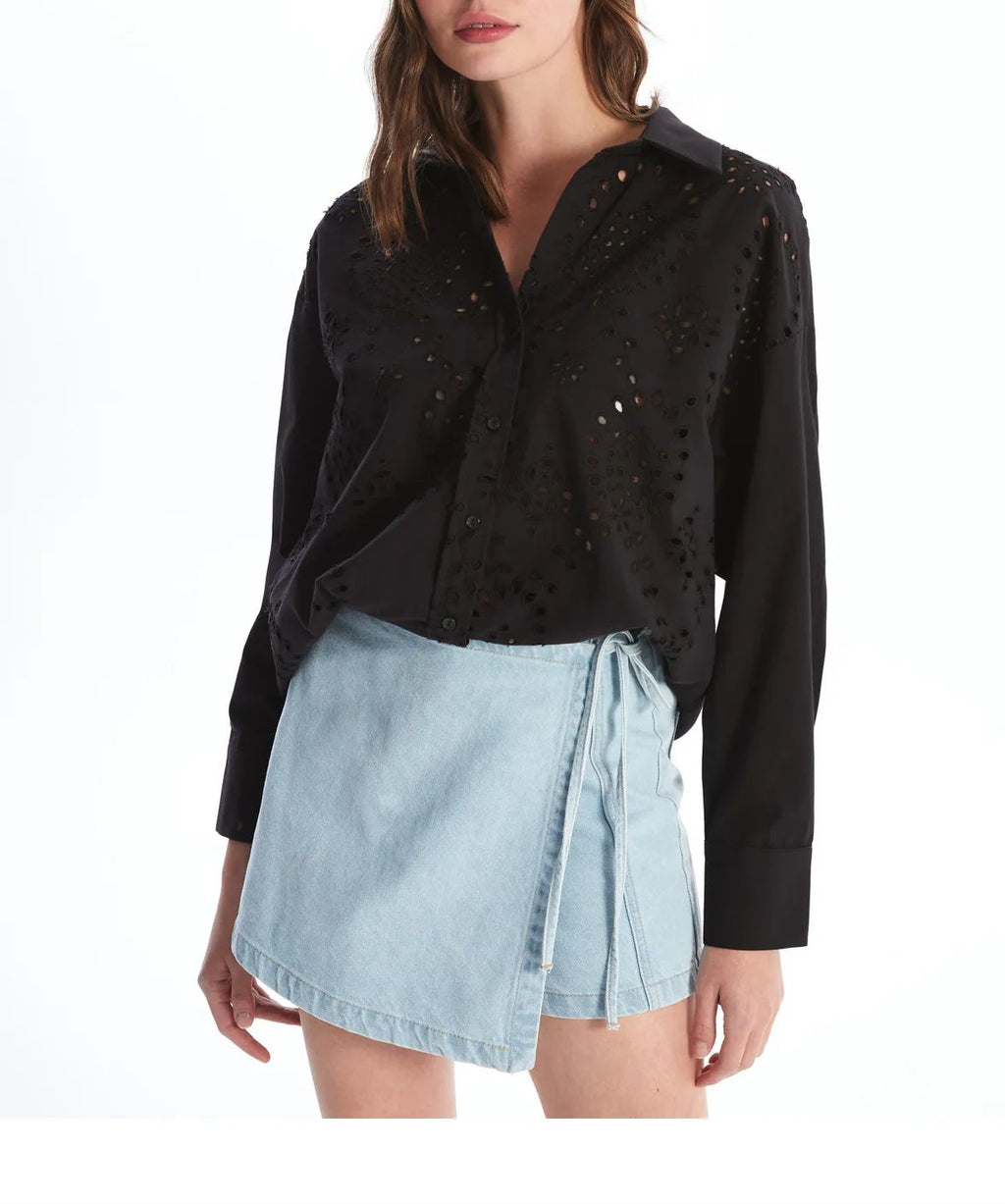 Patterned Long Sleeve Oversize Shirt