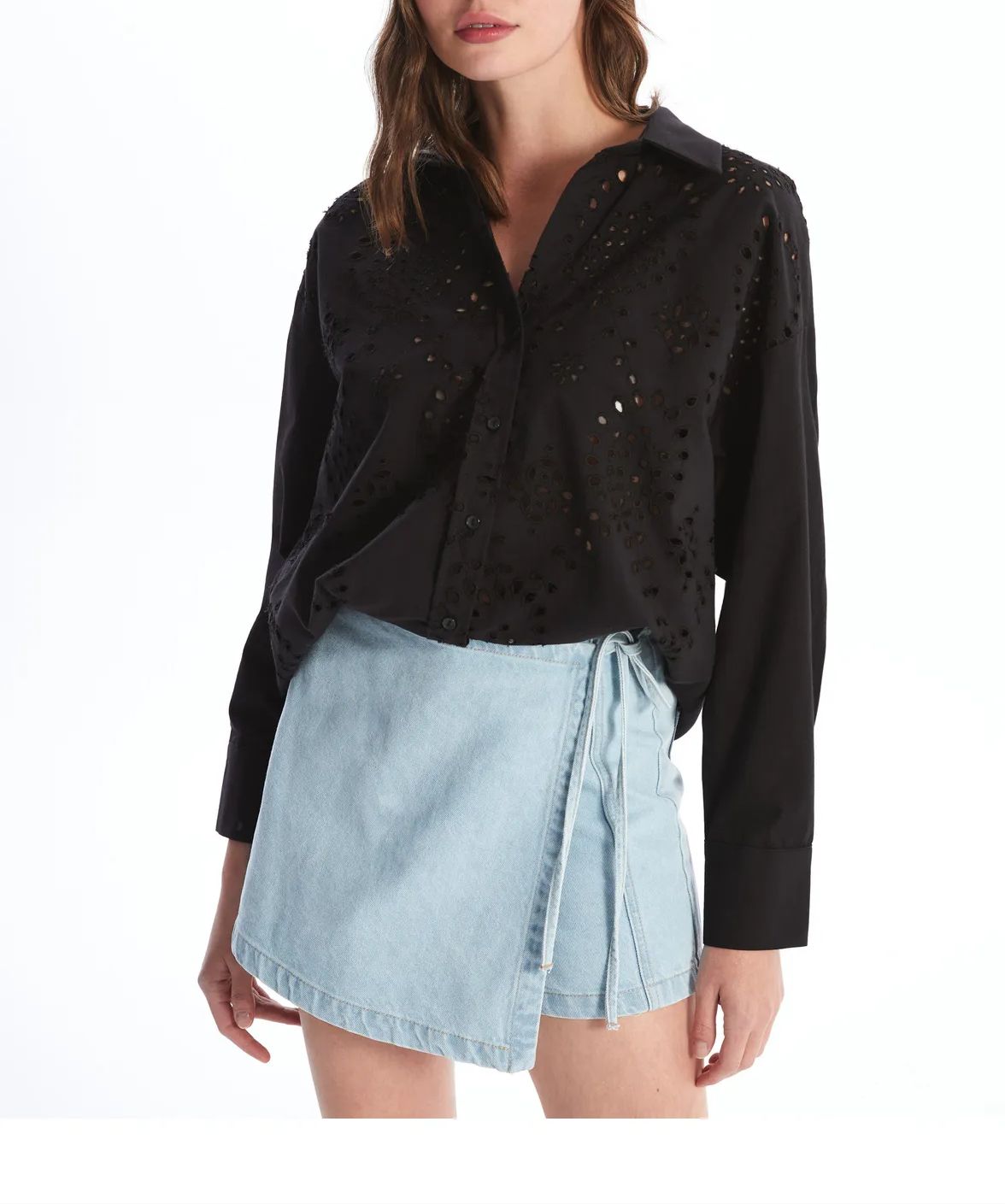 Patterned Long Sleeve Oversize Shirt