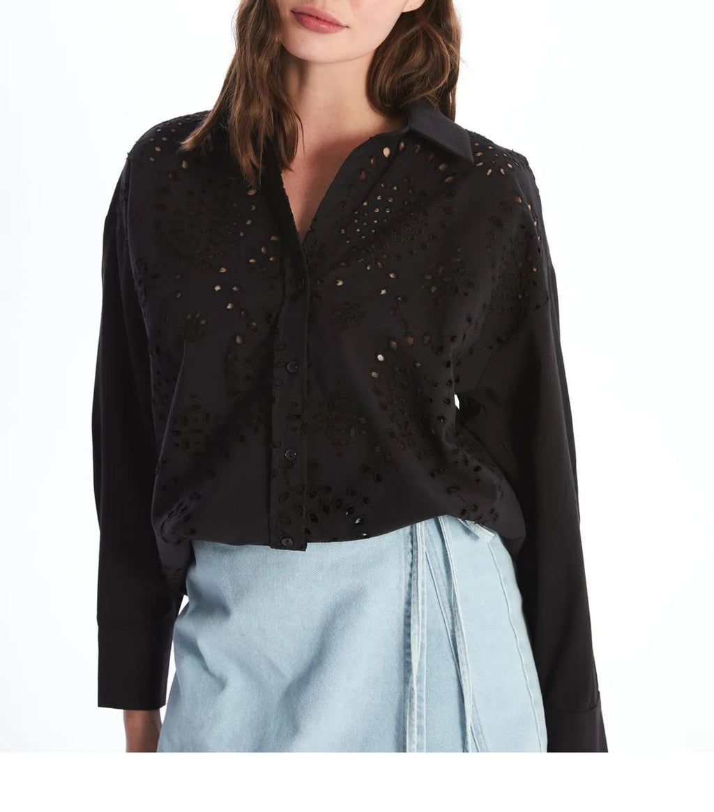 Patterned Long Sleeve Oversize Shirt