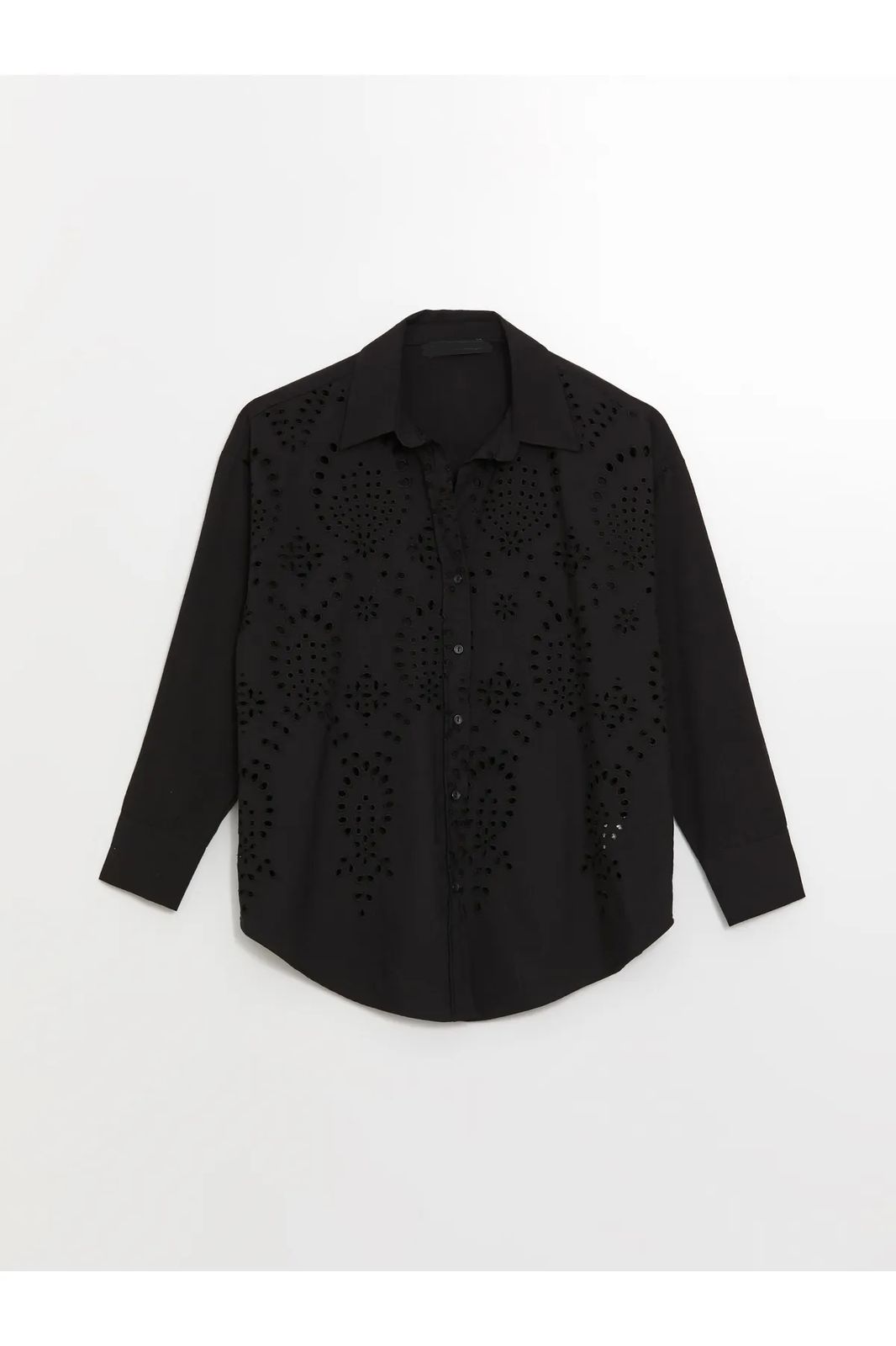 Patterned Long Sleeve Oversize Shirt