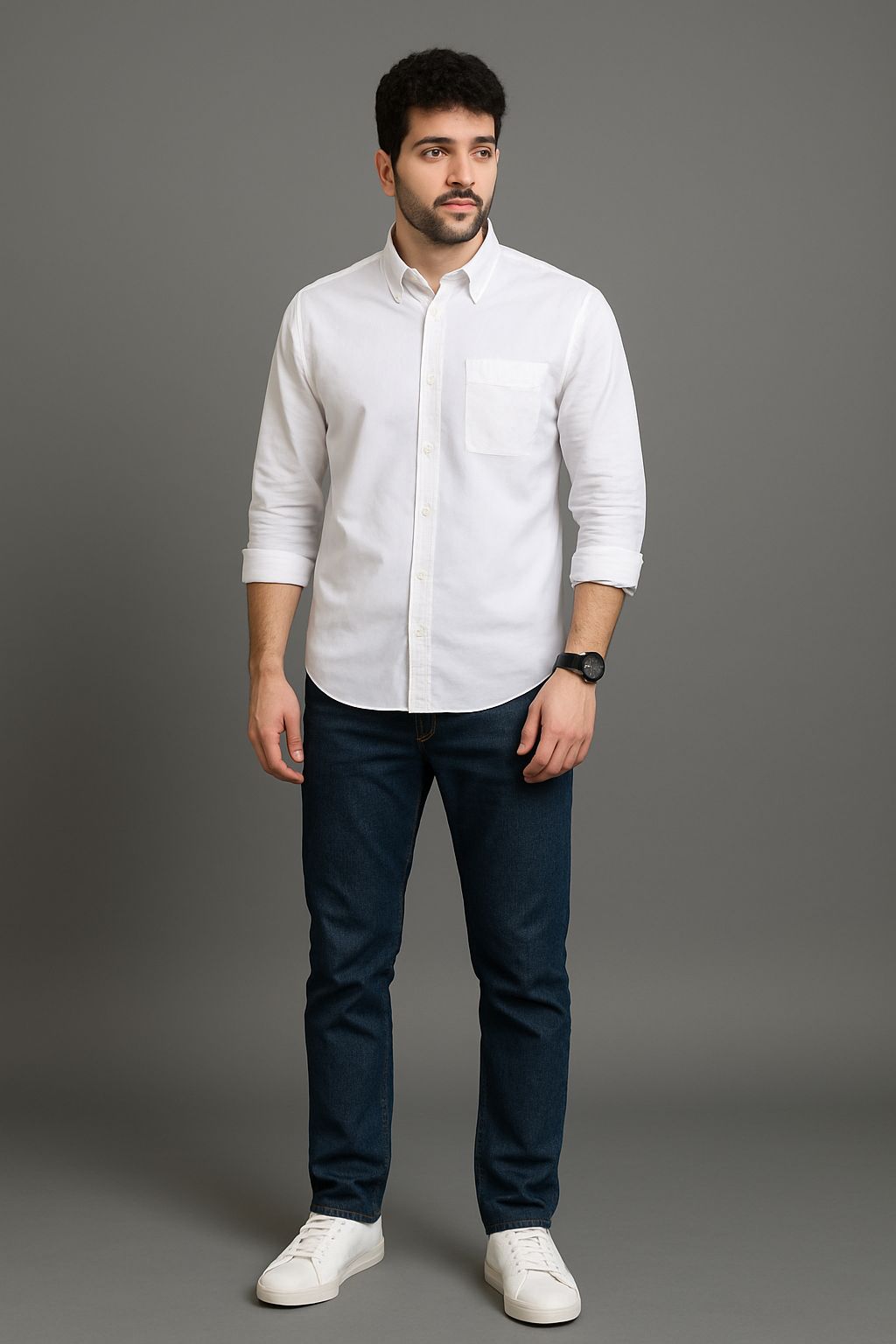 Men White Solid Shirt