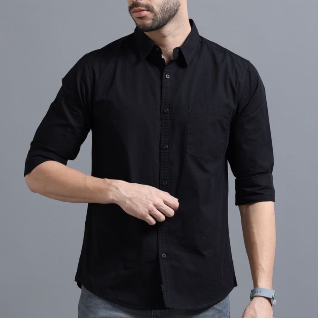 Men Black Solid Shirt