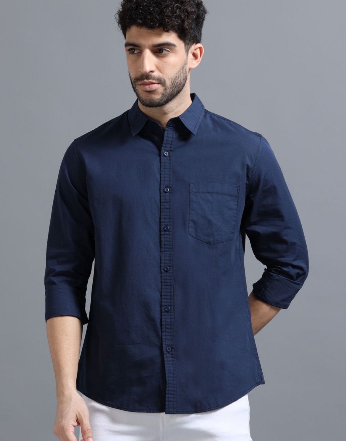 Men Blue Solid Shirt