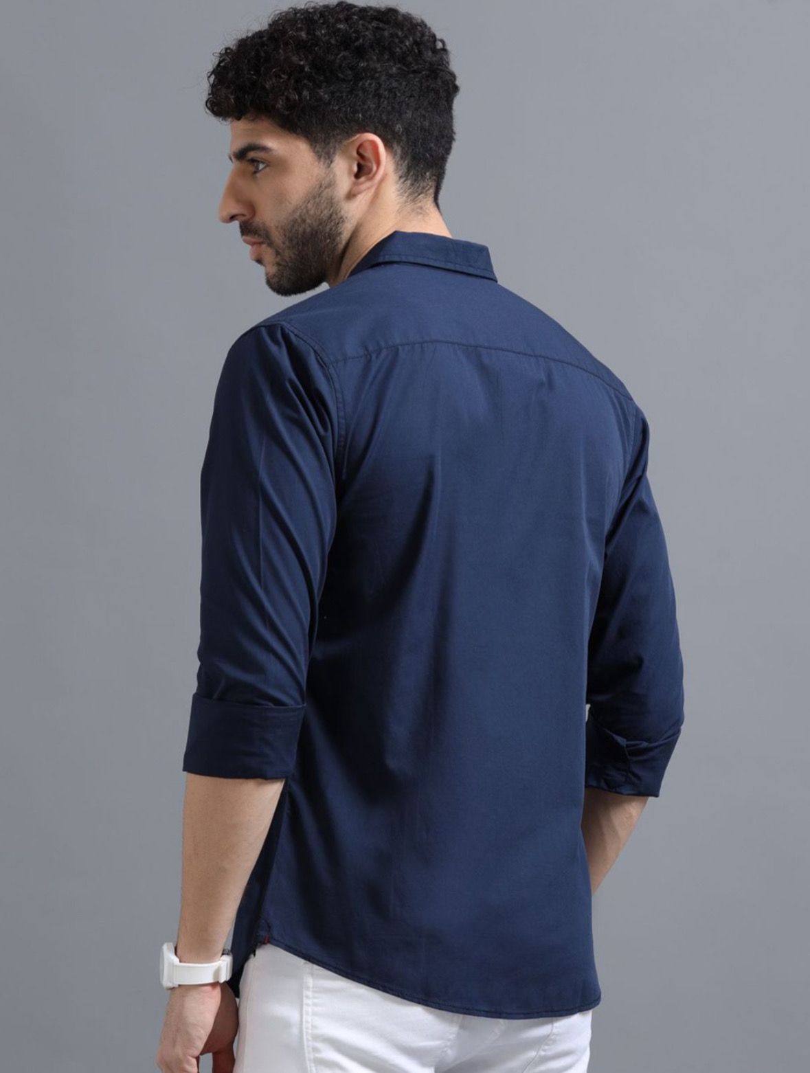 Men Blue Solid Shirt