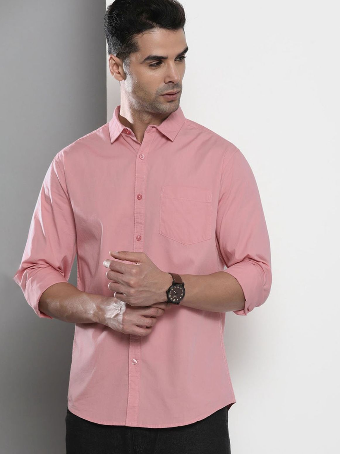 Men Pink Solid Shirt
