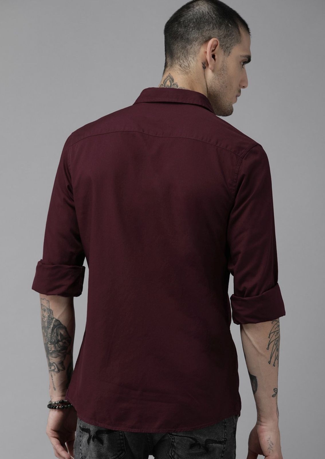 Men Maroon Solid Shirt