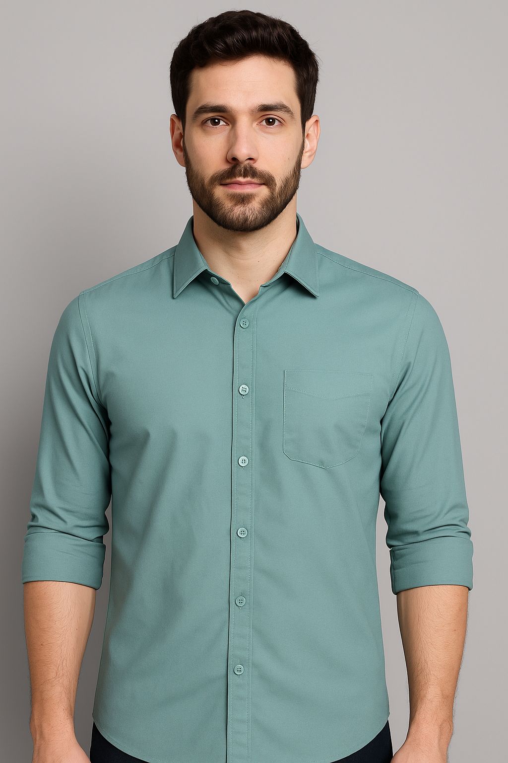 Men Light Green Solid Shirt