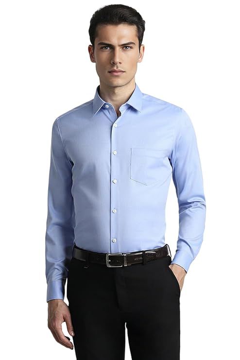 Men Powder Blue Solid Shirt