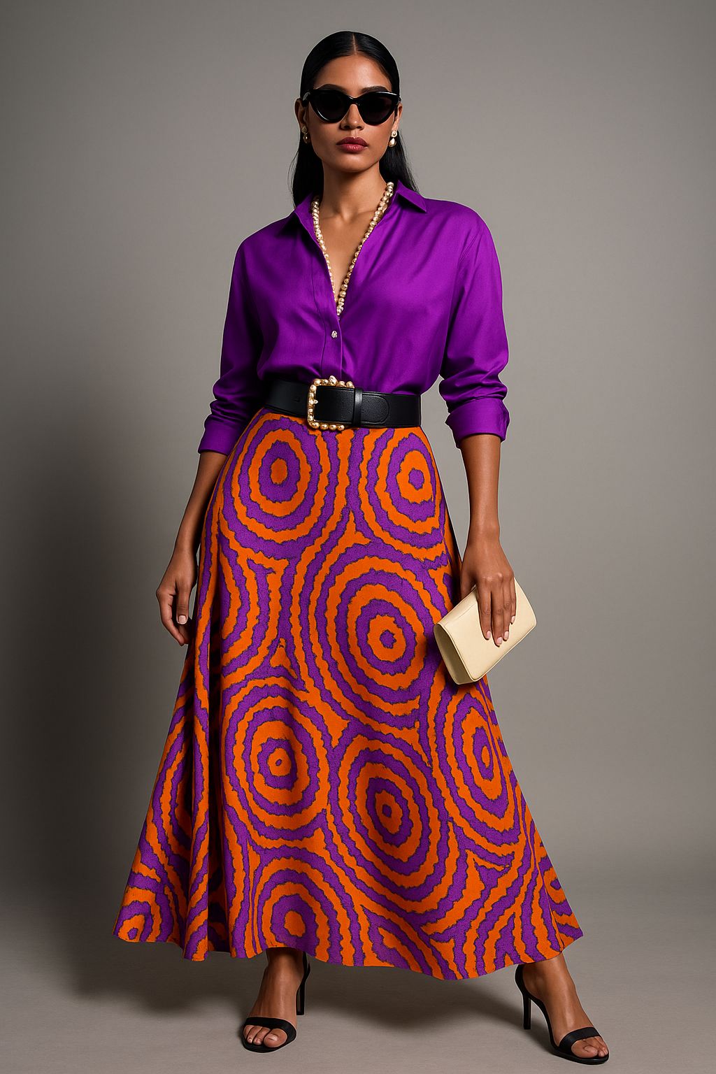 V-Neck Long sleeves Shirt and Skirt set (Pack of 2)