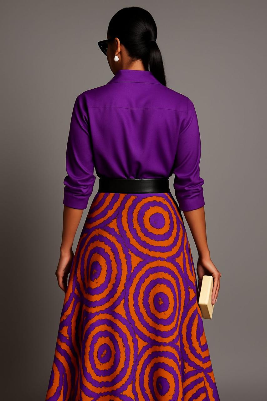 V-Neck Long sleeves Shirt and Skirt set (Pack of 2)