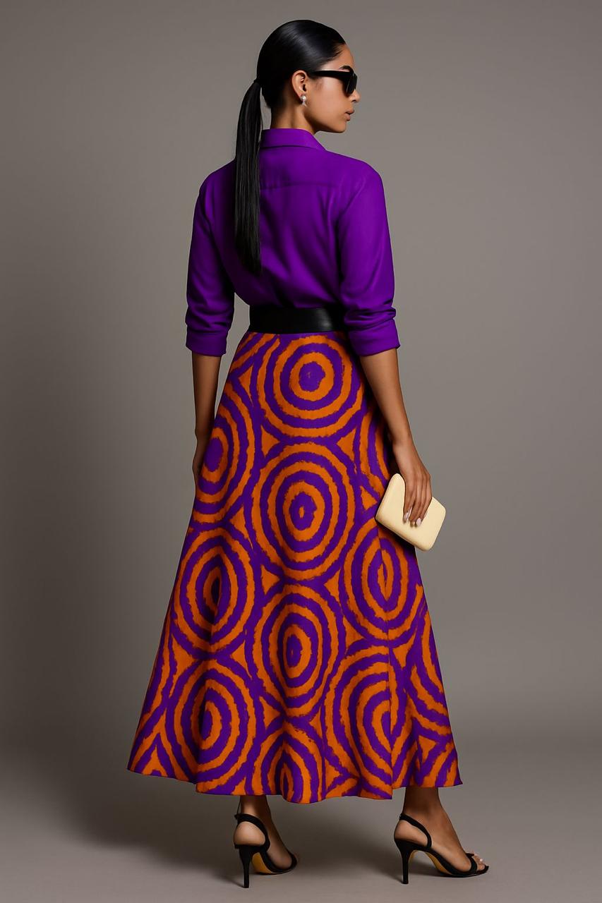 V-Neck Long sleeves Shirt and Skirt set (Pack of 2)