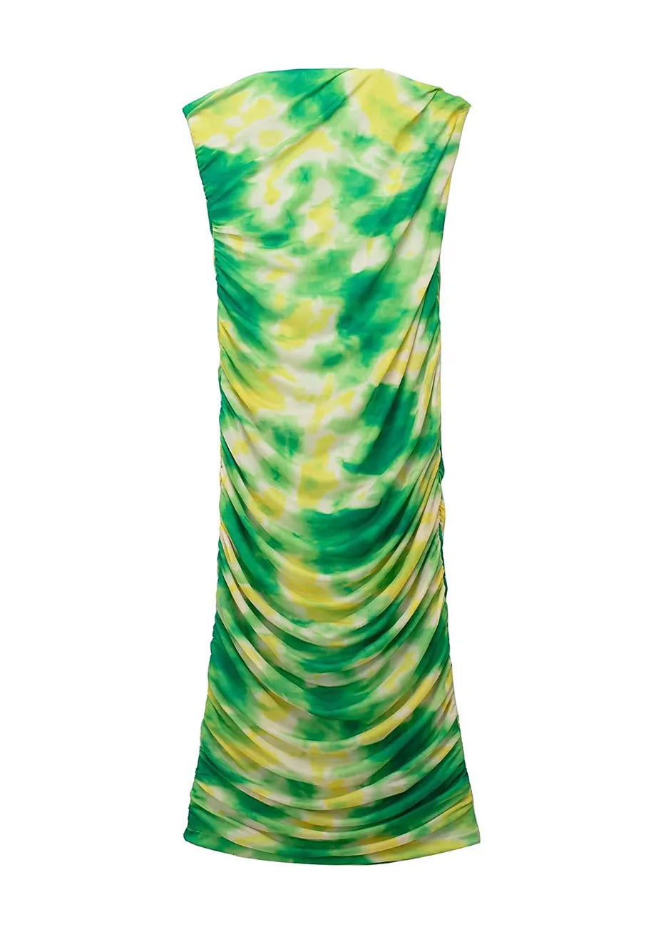 Floral Printed Gathered Strapless Sheath Dress
