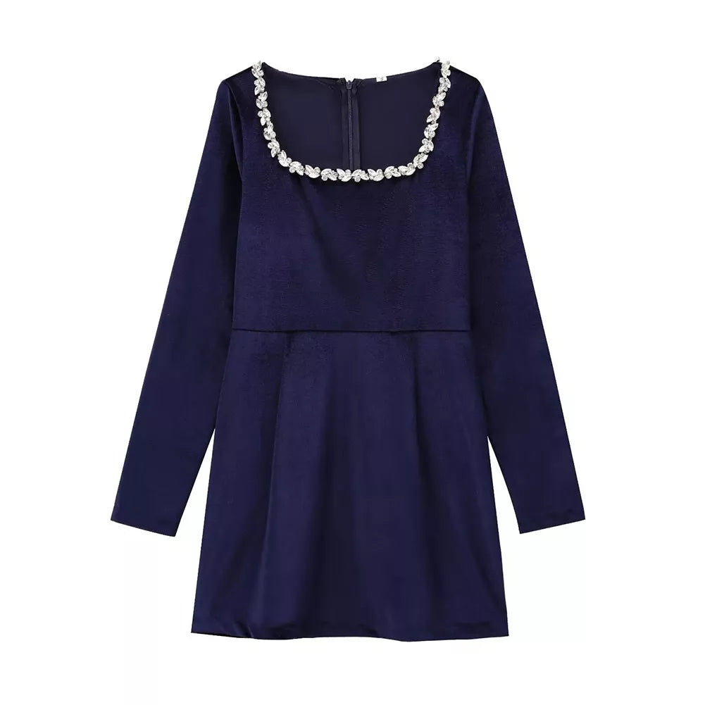 Square Neck Velvet Dress