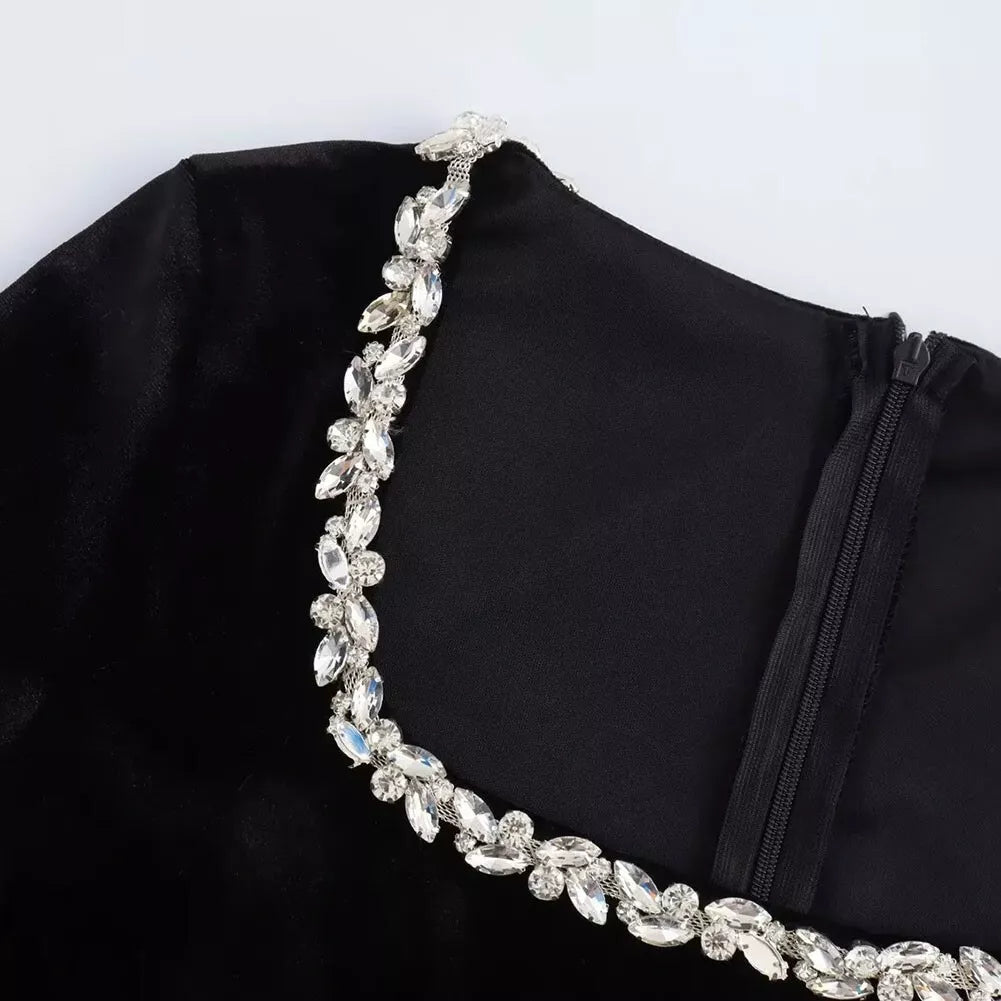 Square Neck Velvet Dress